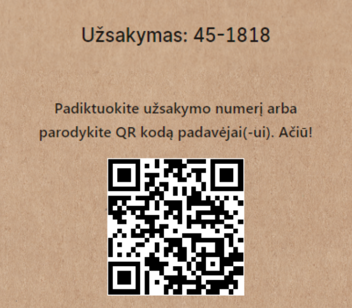 QR meniu užsakymai